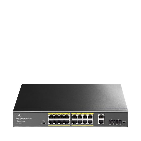 CUDY Switch GS1018PS2 16-GbE PoE with 2 Uplink GbE and 2 Uplink SFP