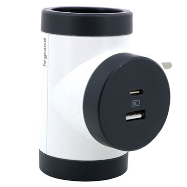 Legrand SurgeArrest 2 Outlets  White/Black  Rotating