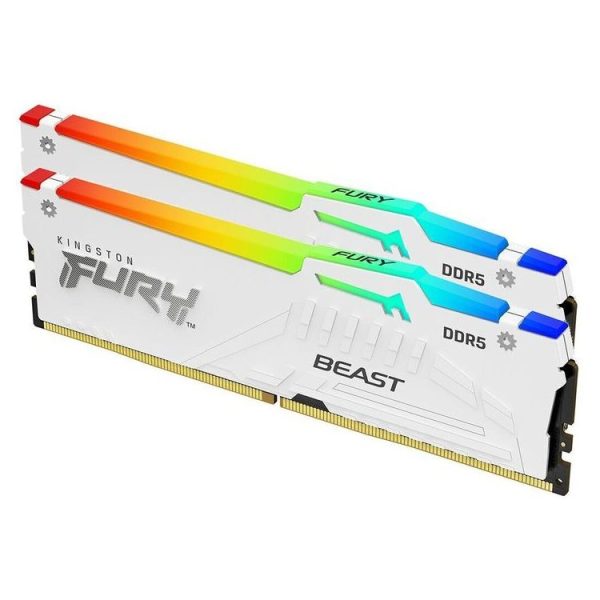 KINGSTON Memory  KF564C32BWEAK2-32  FURY BEAST DDR5, 6400MT/s, WHITE RGB, 32GB KIT of 2 EXPO